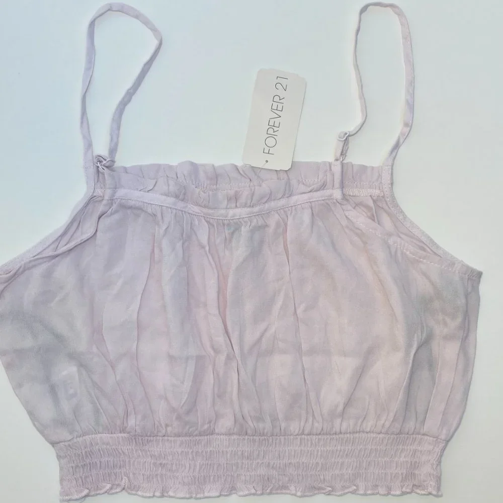 NWT Forever 21 Light Crop Top Seashell Pink - Picture 2 of 3